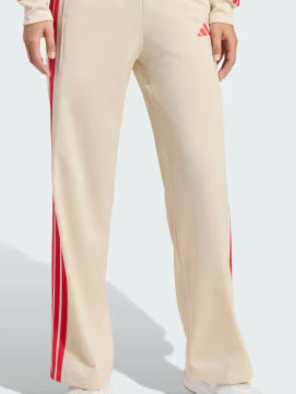adidas Kids Tan Joggers with Red Stripe Detail